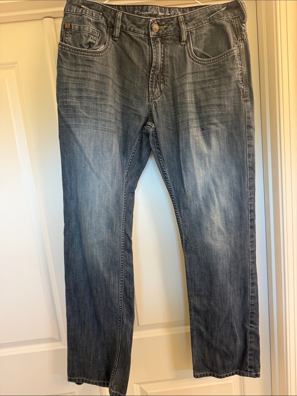 Buffalo David Bitton Men's Faded Blue Straight Jeans